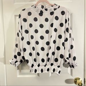 NY&Co White Blouse with Black circles